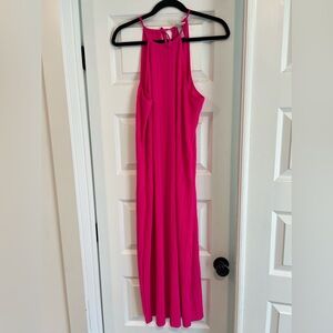 Hot Pink Knit Plisse Dress